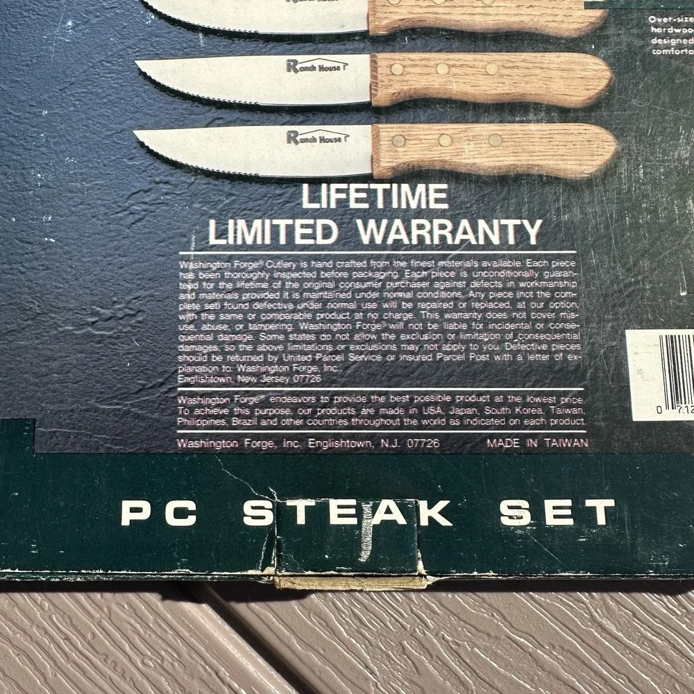 Set of 6 Russel International Steak Knives‎ WA Forge Wood Handle Stainless Steel